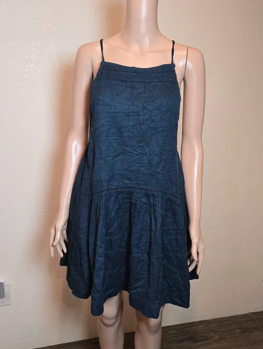 FREE PEOPLE SKIPPING STONES TUNIC DRESS IN THUNDER BLUE SIZE MEDIUM